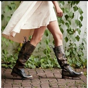 Bed Stu Manchester Distressed Tan Leather Tall Boots Size 8 1/2. UEC